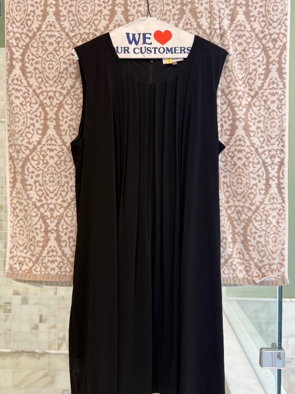 Calvin Klein Black Pleated Sleeveless Dress Size XL Classic Career Midi Dress
